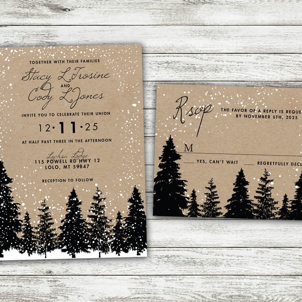 Winter Wedding Invitations Etsy UK