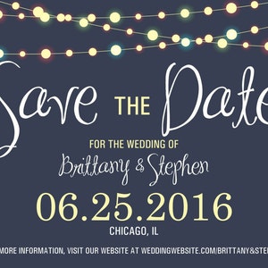 SAVE THE DATE cards, Save the Dates, Lights Save the Date Invite, Postcard, Wedding Announcement, Night, Blue, Save the Date Magnet image 2