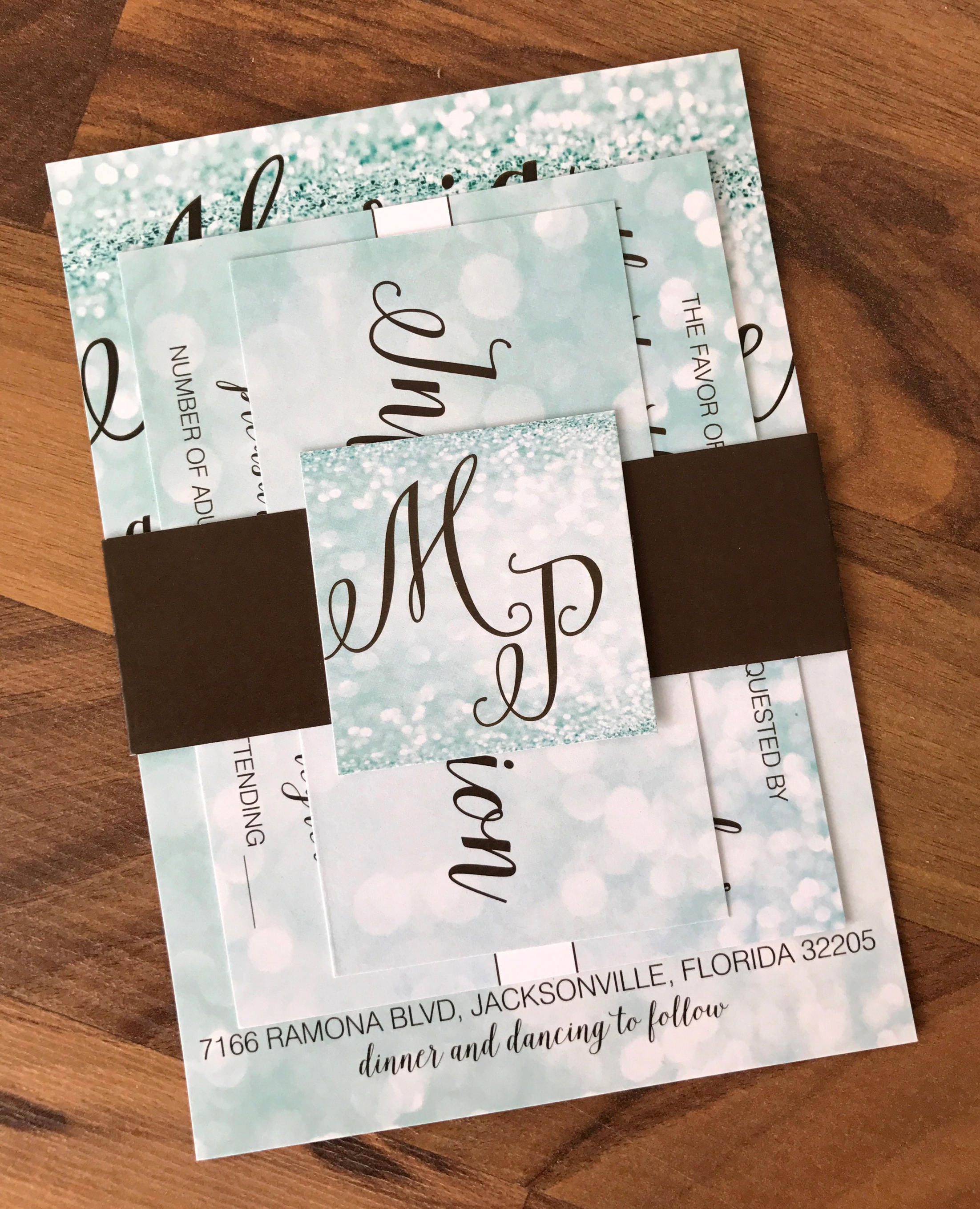 Matching Belly Bands and Monogram Cards for Invitation Sets Etsy