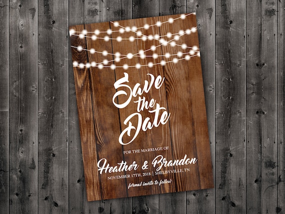 Rustic Save The Date Cards Save The Date Postcard Lights Etsy