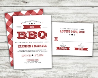 I Do BBQ Wedding Invitations, Rustic Wedding, Burlap, Kraft, Country, Outside, Southern Wedding Invitations, Barn, Cookout, Digital Download