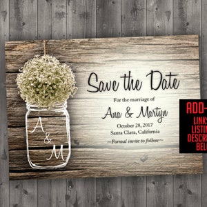 MASON JAR Baby's Breath Flowers Rustic Wedding Invitation Set Printed, Cheap Wedding Invitations, Unique, Custom Invitations, Affordable image 4