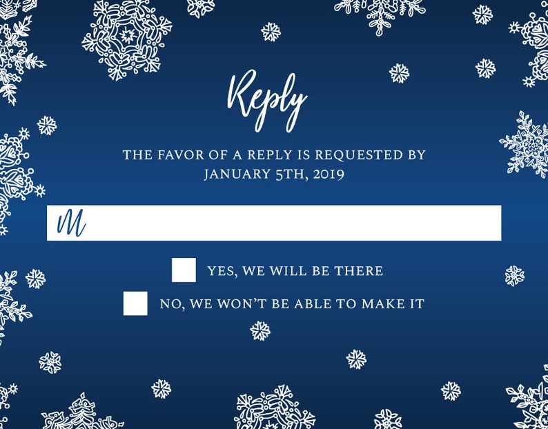 Winter Wedding Invitations, Snowflake Wedding Invitations, Snow Fall Wedding Invitations, Navy & White image 3