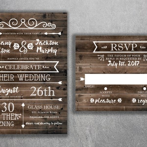 Country Wedding Invitations Set Printed, Rustic Wedding Invitation, Burlap, Kraft, Wood, Lights, Outside, Southern Wedding Invitations, Barn