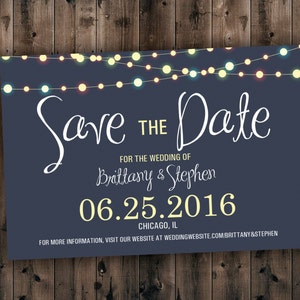 SAVE THE DATE cards, Save the Dates, Lights Save the Date Invite, Postcard, Wedding Announcement, Night, Blue, Save the Date Magnet image 1