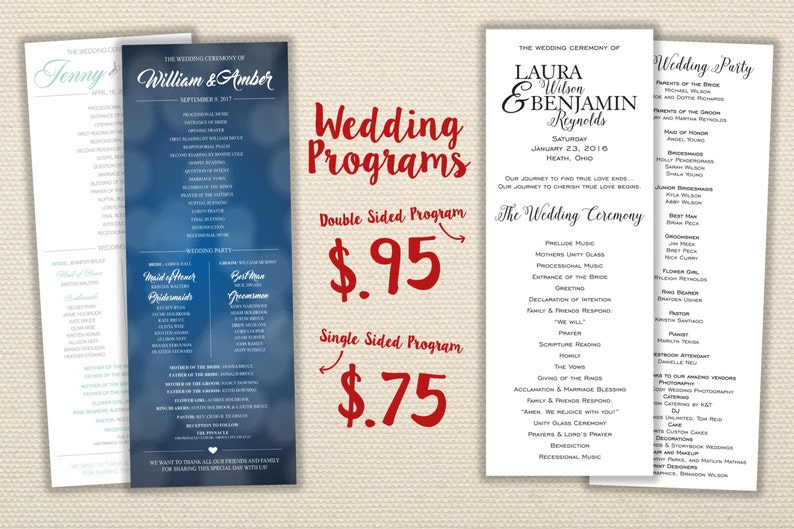 Affordable Wedding Programs Ceremony Order Cheap Wedding Etsy