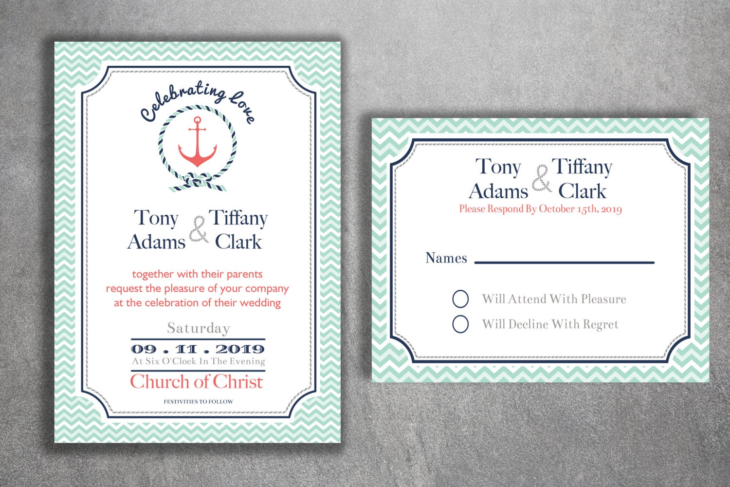 Nautical Wedding Invitations Set Printed Cheap Wedding Invitations