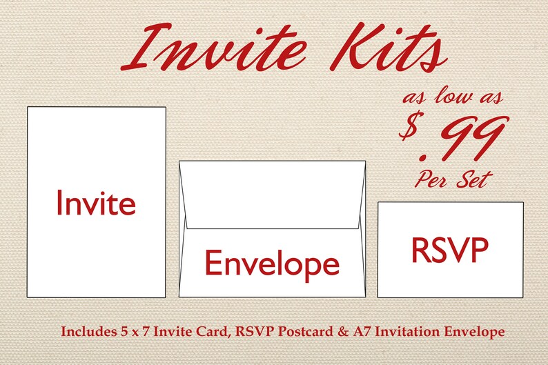 Affordable Wedding Invitation Set Printed With RSVP Cheap Etsy