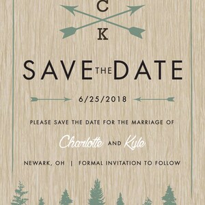 Woods Rustic Tree Save the Date Printed, Country Wedding Invitations, Woods, Outdoors, Wedding Invitations, Affordable, Pine Trees image 2