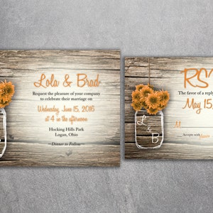 Country Wedding Invitation, Rustic Wedding Invitations, Sun Flowers, Mason Jar Wedding Invitations, Affordable, Barn Wood, Wedding Card