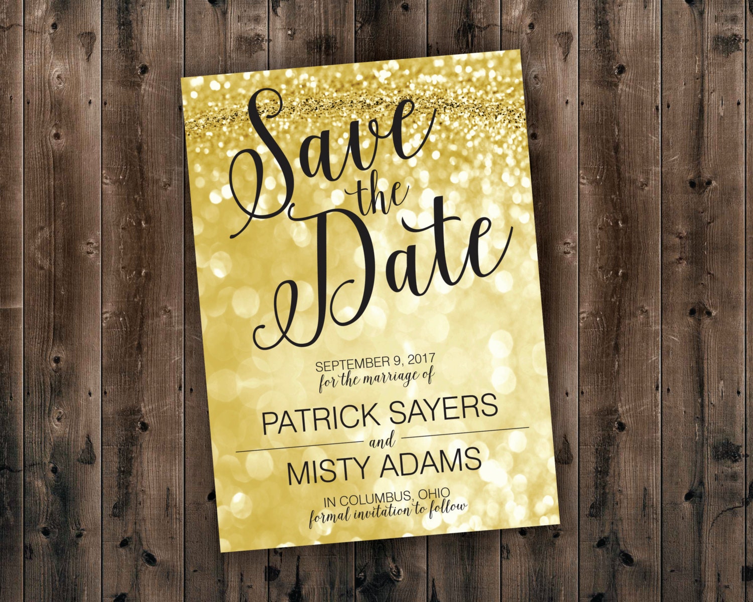 Save The Date Cards Printed Gold And Black Wedding Save The Date