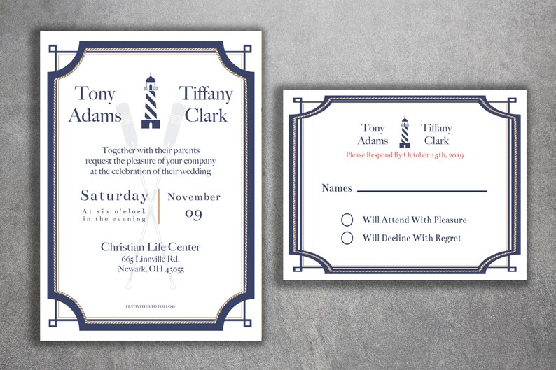Nautical Wedding Invitations Set Cheap Wedding Invitations Etsy