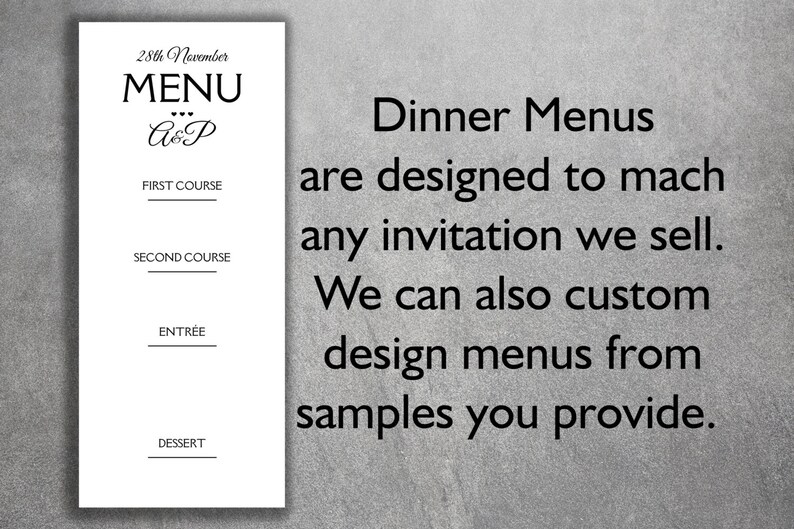 Affordable Wedding Reception Dinner Menus Add On Cheap Etsy