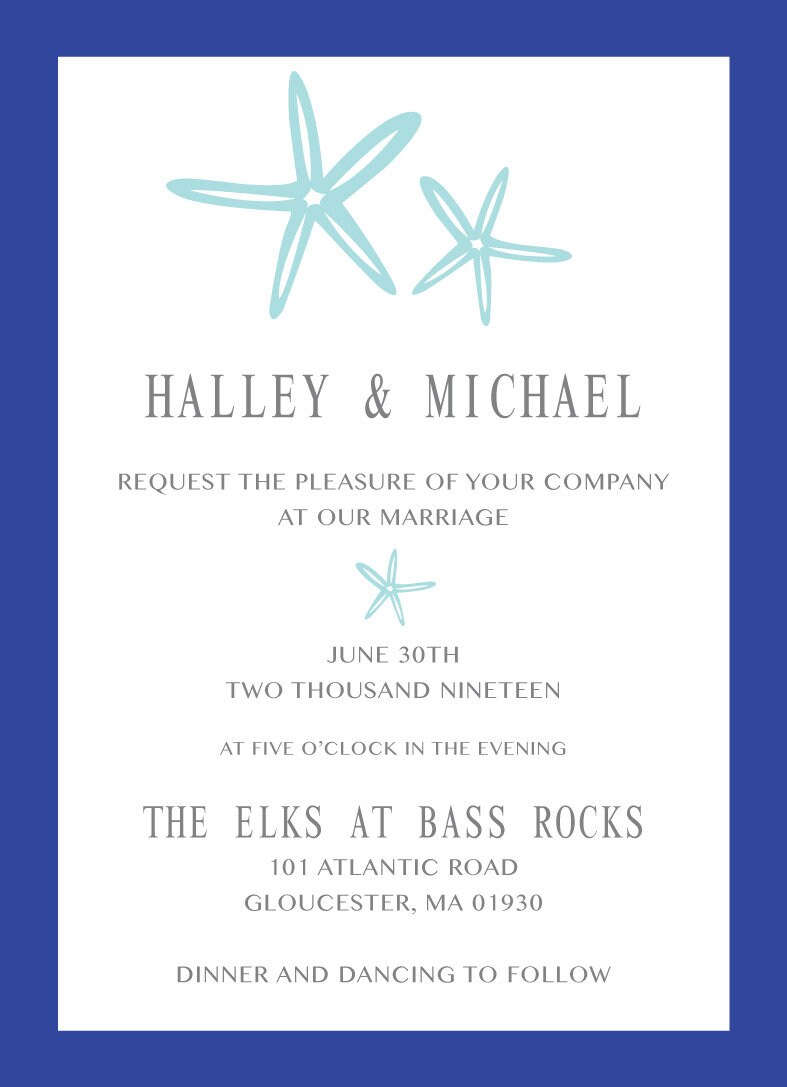 Starfish Wedding Invitations Set Printed Beach Wedding Invitations
