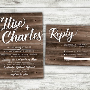 Rustic Country Wedding Invitations Set Printed - Cheap, Burlap, Kraft, Wood, Affordable, Woodsy, Lights, Outside, Elegant, Summer, Southern