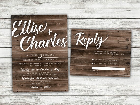 Rustic Country Wedding Invitations Set Printed Cheap Etsy