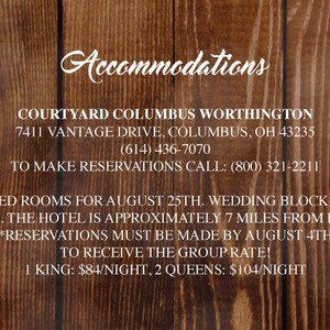 Affordable Wedding Info Card Add-on Cheap Wedding Info Card ,Direction Card, Accommodations, Details, Unique, Custom, Simple, DIY, Classic image 3