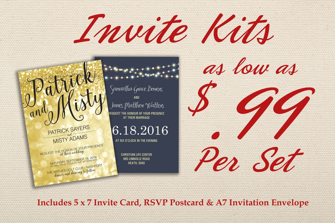 Affordable Wedding Invitation Set Printed With RSVP Cheap Etsy