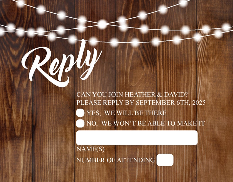 Country Wedding Invitations Set Printed, Rustic Wedding Invitation, Burlap, Kraft, Wood, Lights, Outside, Southern Wedding Invitations, Barn image 3