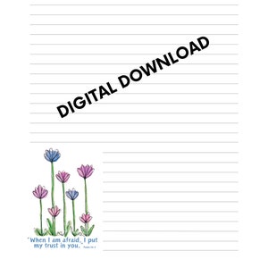 Briefschrijfsjabloon - 2024 jaartekst - digitale download - zoete aquarelbloemen