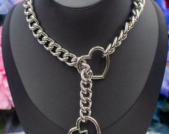 Fractured Love Heart Ring Slip Chain / Fidget Choker/Collar