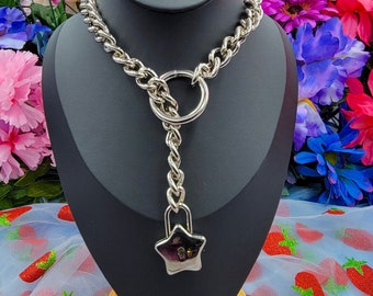 Silver - Star Locked O-Ring Slip Chain / Fidget Choker/Collar