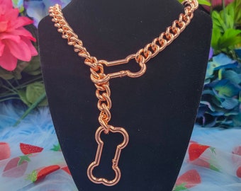 Rose Gold - Bone Ring Slip Chain / Fidget Choker/Collar