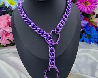 Metallic Purple Heart Ring Slip Chain O-Ring Slip Chain / Fidget Choker/Collar