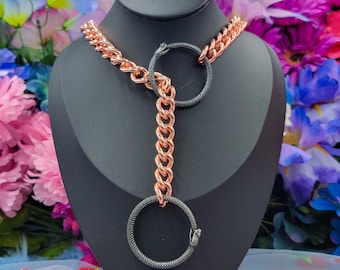 Rose Gold - Snake Ouroboros O-Ring Slip Chain / Fidget Choker/Collar
