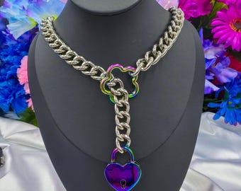 Fully Customizable Blossom/Flower Locked Ring Slip Chain / Fidget Choker/Collar