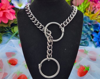 Silver - Snake Ouroboros O-Ring Slip Chain / Fidget Choker/Collar