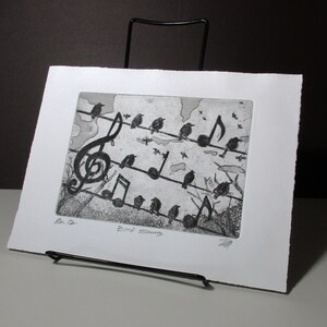 Bird Song a delightful etching by David Moskow Presentation choices: Unmatted or matted, you choose... Unmatted