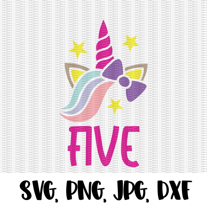 Download Fifth Birthday Unicorn Svg Png Dxf jpg Cutting Files For | Etsy