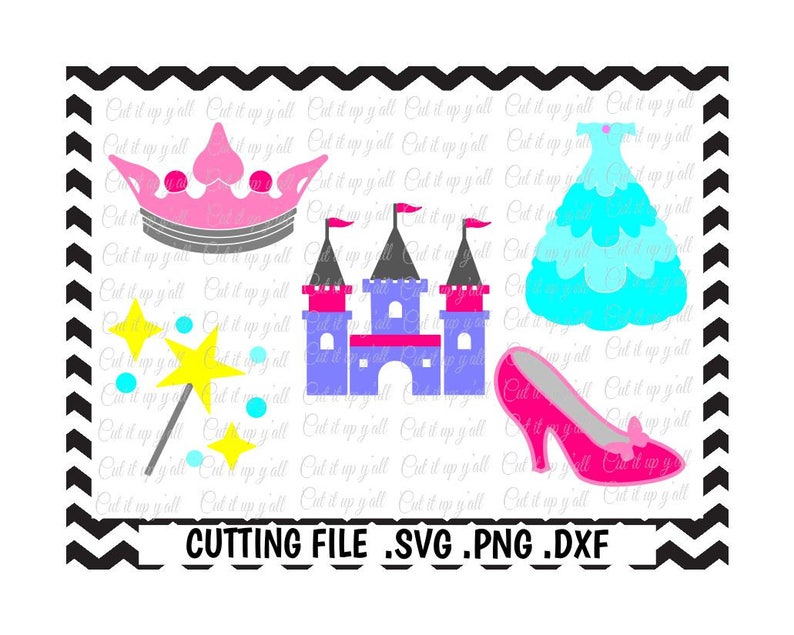 Download Princess svg crown castle slipper gown wand Cutting | Etsy