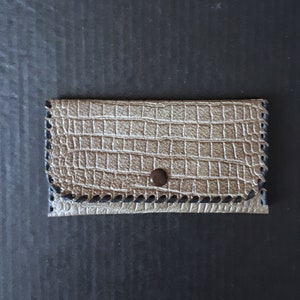 portefeuille en cuir gaufré vintage, porte-monnaie pour femmes, portefeuille trifold en cuir olive / kaki