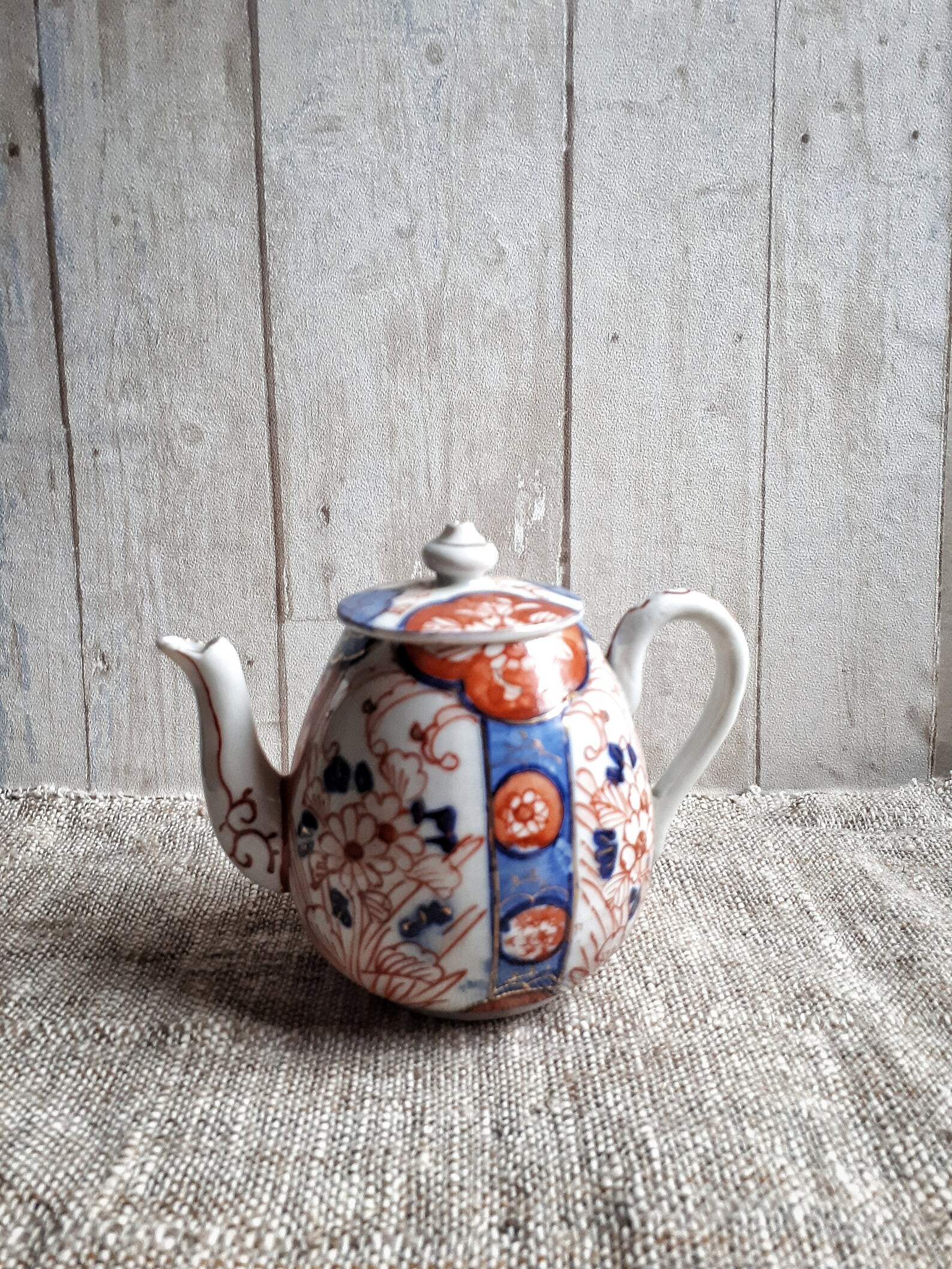 Vintage Imari teapot collectible old japanese blue/rusty red Etsy