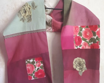 Boho patchwork scarf, upcycled scarf shabby chic OOAK