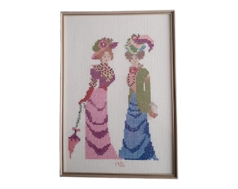 Retro Fashion Embroidery, Framed Cross Stitch Art