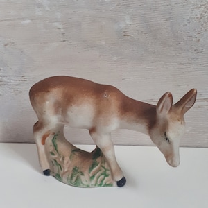 Vintage roe deer figurine mid century porcelain bisque animal figurine
