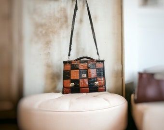 Vintage Marc Chantal bag, 90s patchwork handbag