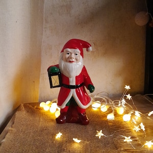 Vintage Santa figurine, ceramic gnome elf dwarf Christmas decor