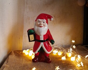Vintage Santa figurine, ceramic gnome elf dwarf Christmas decor