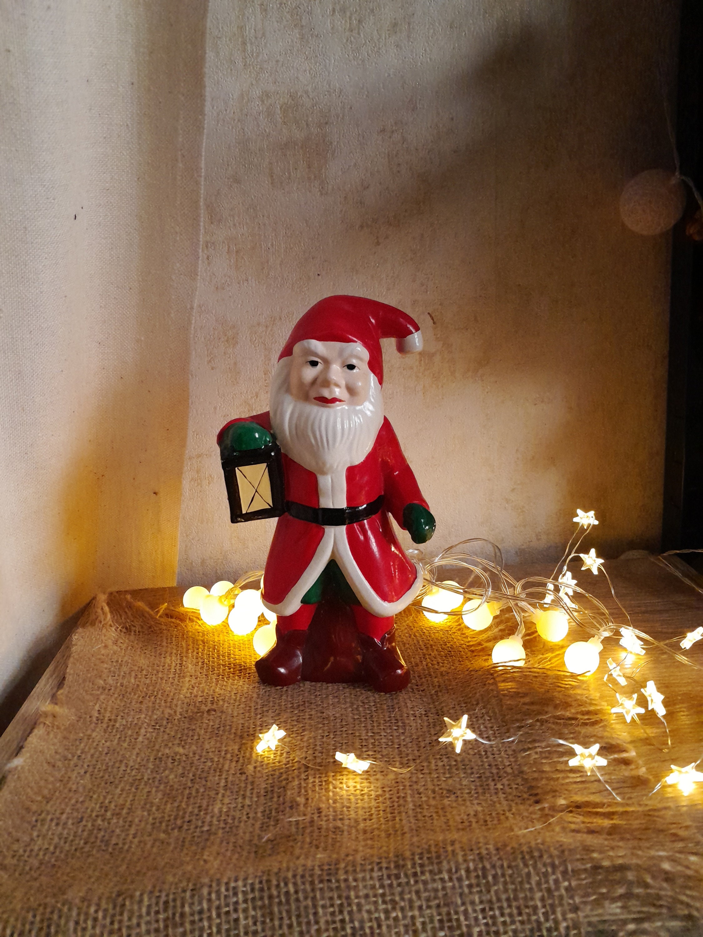 Vintage Santa figurine, ceramic gnome elf dwarf Christmas