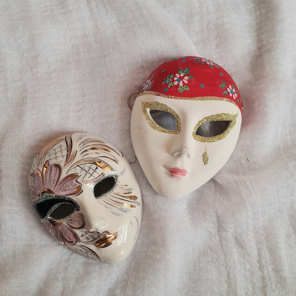 Miniature ceramic masks venetian Mardi gras mask wall decor