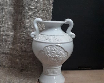 Vintage white amphora vase white porcelain vase