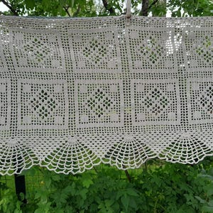 Vintage handmade crochet valance cotton short curtain W 62&quot;