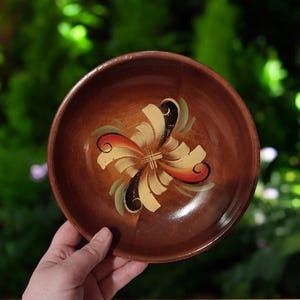Vintage scandinavian bowl wooden Norwegian Rosemaling folk art bowl