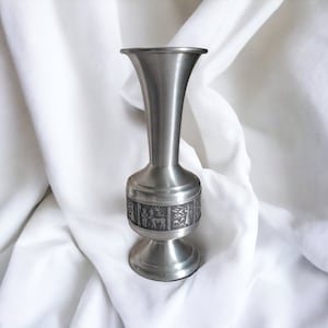 Vintage pewter vase decorative scandinavian metal vase