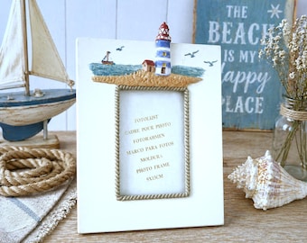 Vintage Lighthouse Photo Frame Coastal Decor Nautical Picture Frame Beach House decor