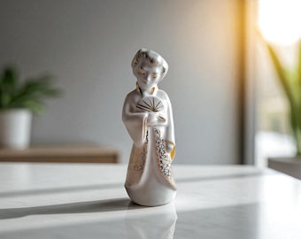Gabriel Burmeister Geisha Figurine – Swedish Art Deco Ceramic with Gold Accents